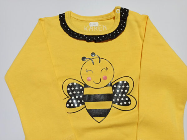 بلوز آستین بلند بچگانه زرد طرح زنبور